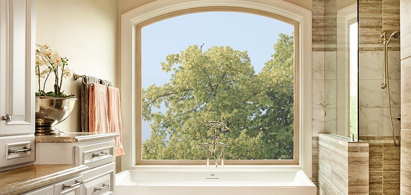 Tuscany Series vinyl radius window in tan
